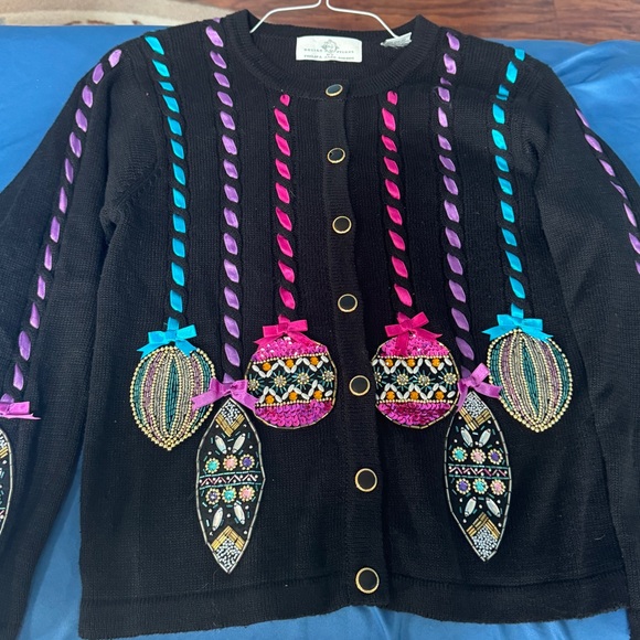 New.  Beautiful colors of Christmas Ornaments.  Ribbons and sequins. - Picture 1 of 12